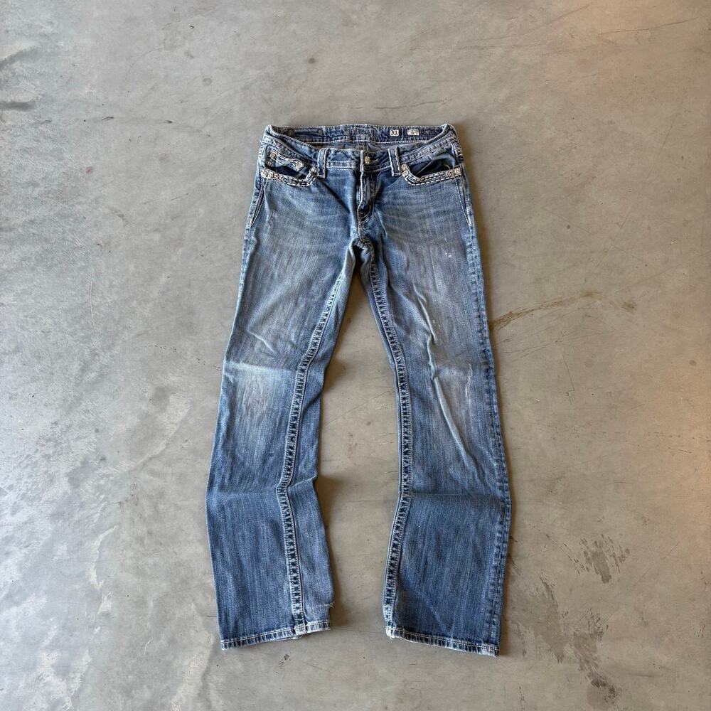 vintage y2k miss me faded distressed bootcut flared jeans